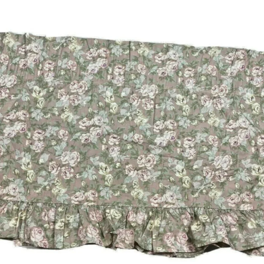 Vintage 90s Floral Ruffle Valance Curtain Purple